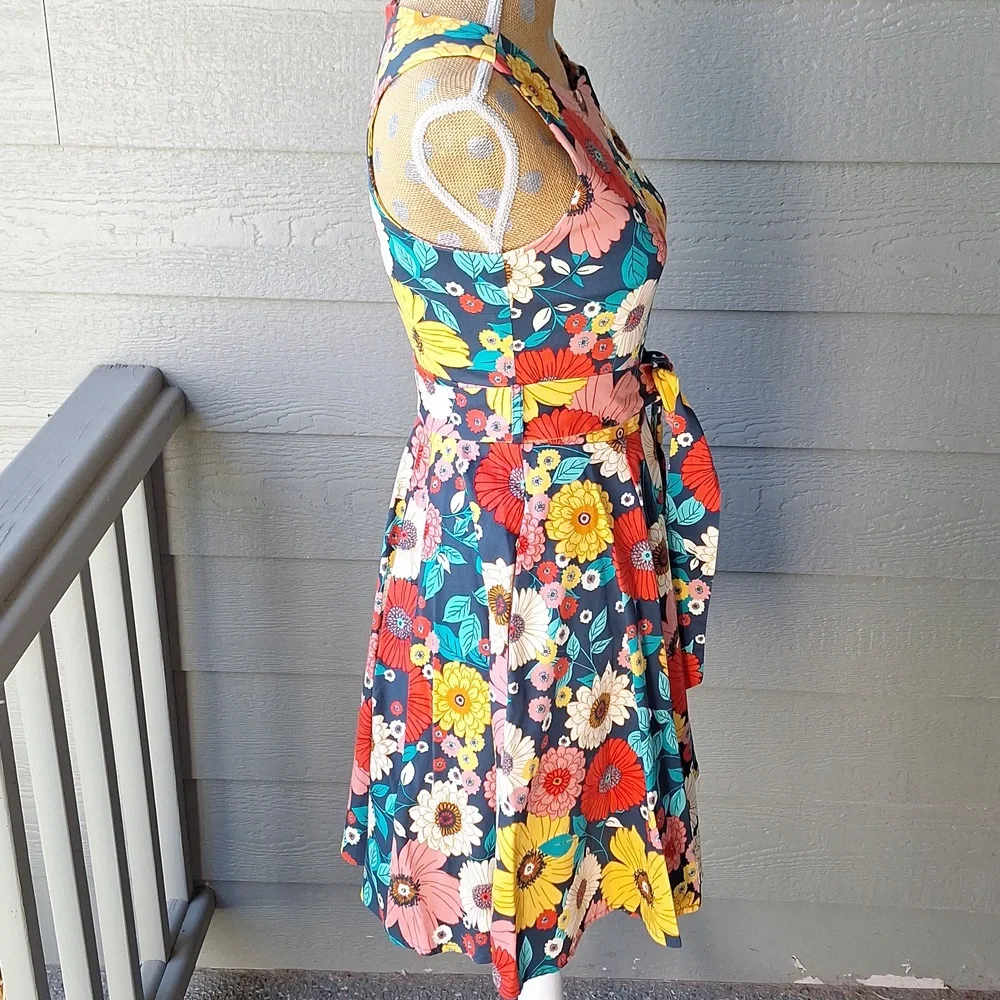 Modcloth Ixia 60's Colorful Floral Dress Size Small Made In USA Retro - Picture 5 of 10
